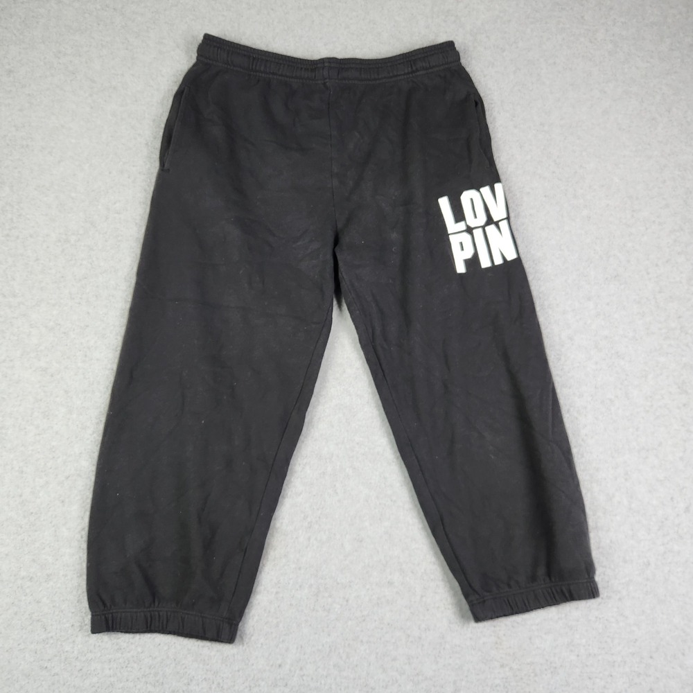 PINK‎ Victoria's Secret Sweatpants Womens Small Black Fleece Lined Elastic Waist